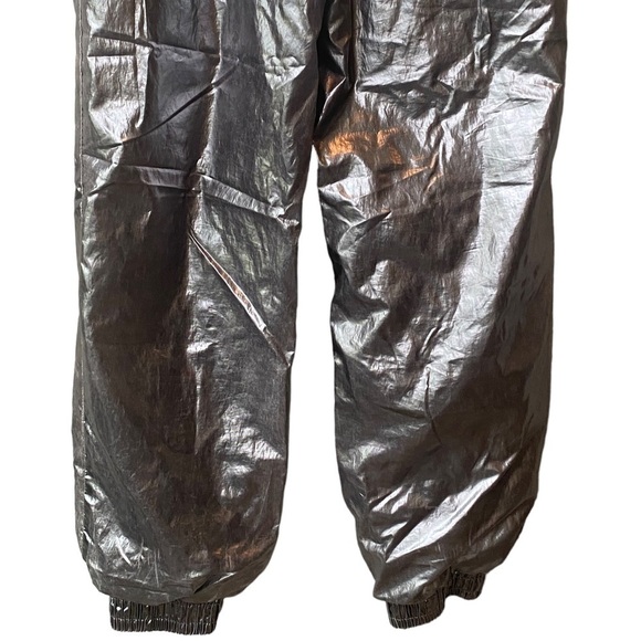 Forever 21 Silver Metallic Y2K Pants XS Joggers Futuristic Astronaut Parachute - Picture 6 of 9